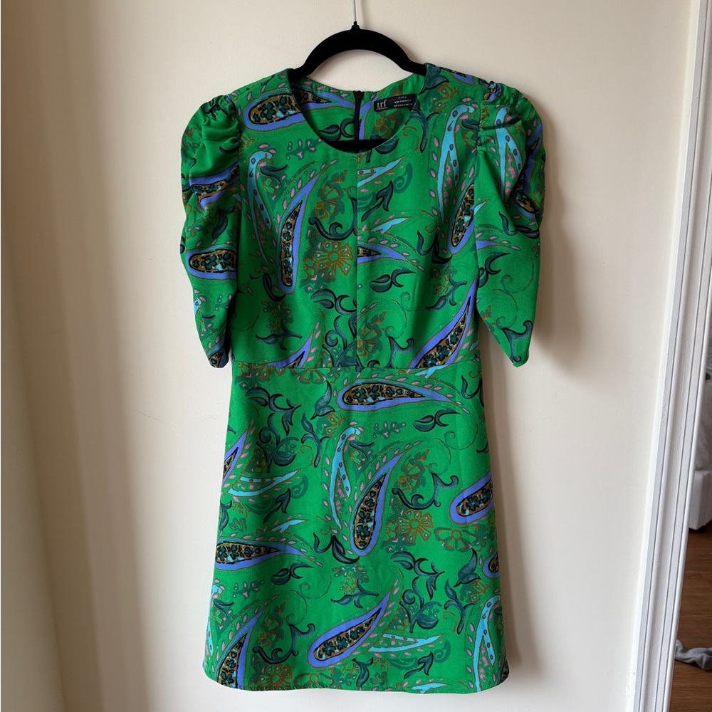 Zara Paisley Mini Dress with Accent Sleeves